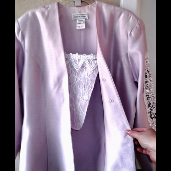 McClintock 3pc Lavender Linen Satin Skirt Suit 16 - Picture 2 of 8